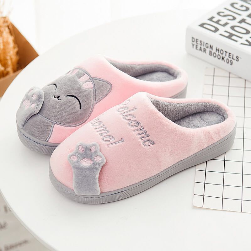 Unisex Winter Home Slippers - Cartoon Cat Lover Soft Warm Slippers